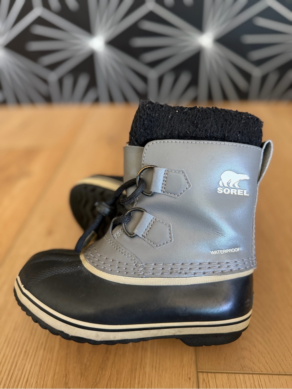 Sorel Kids Yoot Pac Waterproof Snow Boots Grey Black